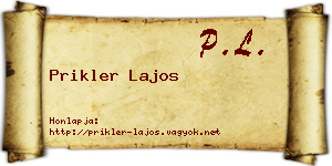 Prikler Lajos névjegykártya